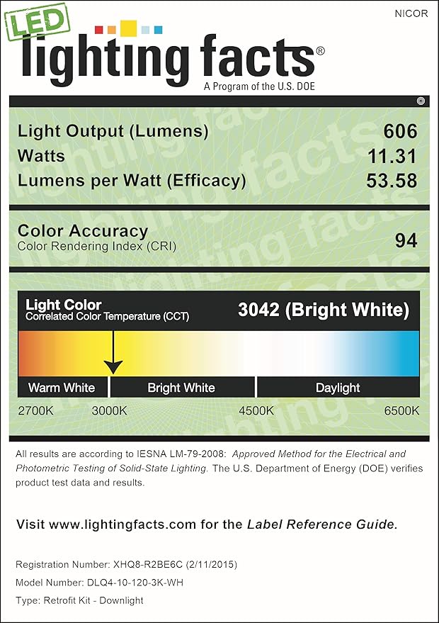 NICOR Lighting 4 inch Square LED Downlight Retrofit Kit in 3000K (DLQ4-10-120-3K-WH)