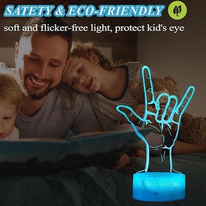 I Love You Night Light, Loving You Hand Sign, Lover 3D Illusion Lamp with 16 Colors Changing, Timer, 4 Flash Modes and Dimmable, Men Women Boys Girls Room Decoration, Holiday Xmas Gifts