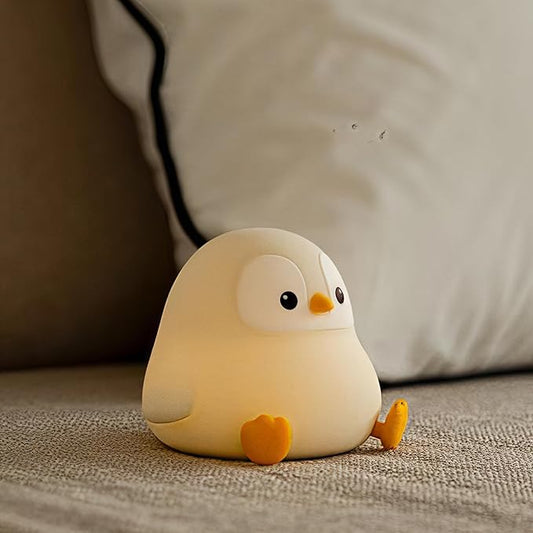 ATSUI Penguin Night Light, LED Squishy Novelty Animal Night Lamp, Food Grade Silicone, 2 Level Dimmable, Nursery Nightlight for Desk Decor, Funny Gifts Stuff for Boys Girls Baby, White Elephant Gifts