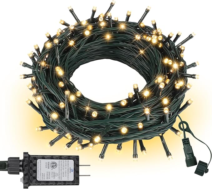 ASENEK Christmas Lights 33FT 100 LED 8 Modes with Timer Connectable Decorative String Lights for Xmas Tree Patio Party Warm White