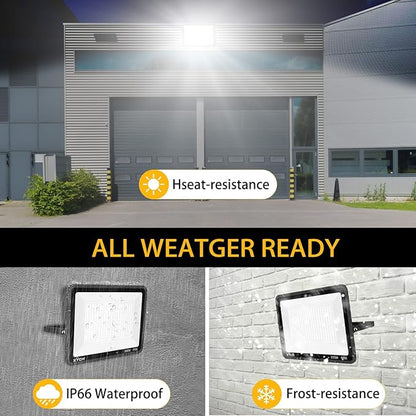 XYCN 300W LED Flood Light (2000W Equivalent), Super Bright 42,500LM 5000K Daylight IP66 Waterproof Security Outdoor LED Arena Lights Commercial Lighting Floodlight for Backyard|Court|Stadium|Yard