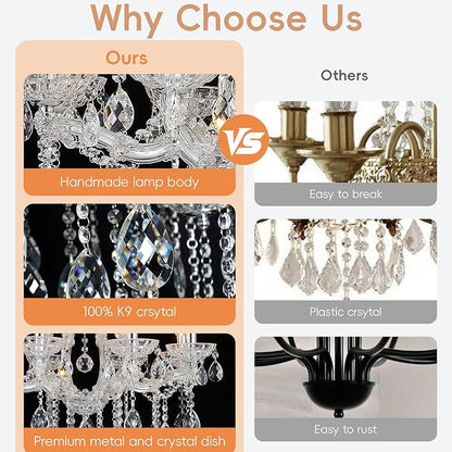 Modern Crystal Chandelier, Maria Theresa Crystal Chandelier 6 Lights Luxury Chrome Chandelier Lighting Fixture for Dining Room, Living Room, Bedroom, Kitchen Island, Foyer