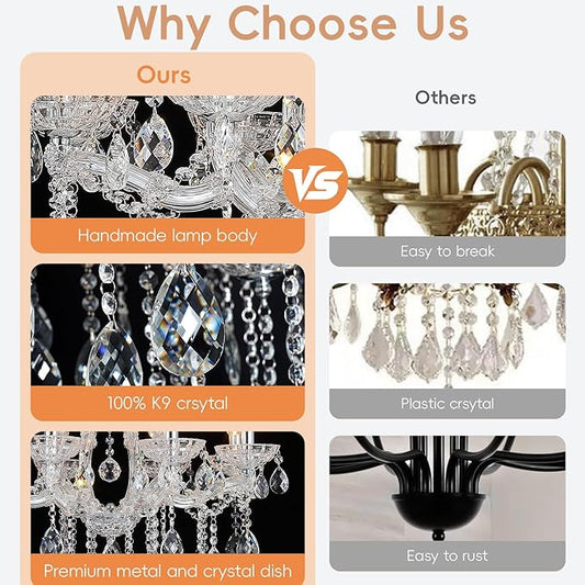 Modern Large Crystal Chandelier, Maria Theresa Crystal Chandelier 15 Lights 2 Layers Luxury Chrome Chandelier Lighting Fixture for Dining Room, Living Room, High Ceiling, Foyer, Staircase