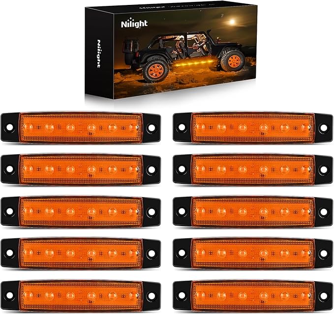Nilight TL-14 10PCS 3.8” 6 Amber Indicator Rear Side Truck Trailer RV Cab Boat Bus Lorry LED Marker Clearance Light