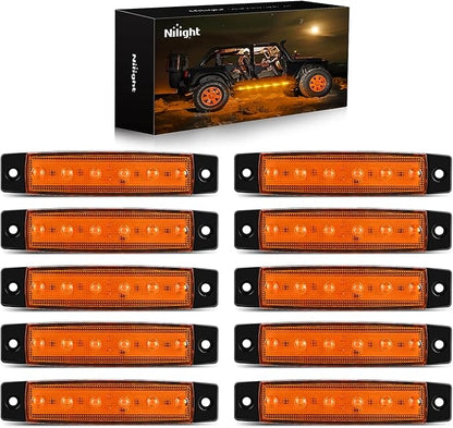 Nilight TL-14 10PCS 3.8” 6 Amber Indicator Rear Side Truck Trailer RV Cab Boat Bus Lorry LED Marker Clearance Light