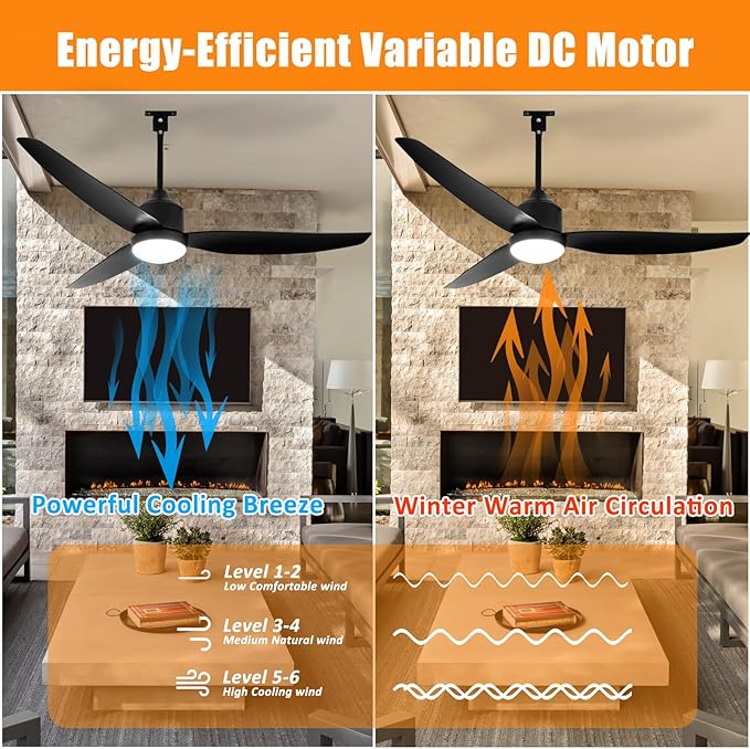 Depuley Outdoor Ceiling Fan with Light: 52 Inch Gazebo Fan Outdoor Hanging - Plug in Waterproof Fans with Lights for Patio - Dimmable Remote App Control Black