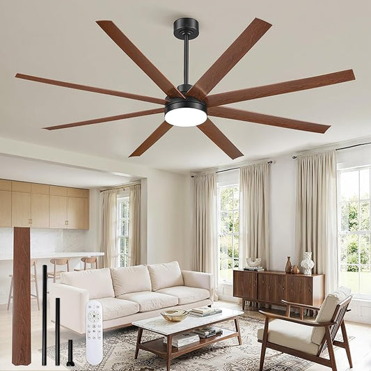 Fanbulous 72 Inch Large Ceiling Fans with Lights, Black Ceiling Fan with Remote Control, Dimmable, 3CCT, Quiet, Modern Ceiling fan For Living Room, Bedroom, Kitchen, Patio, Outdoor
