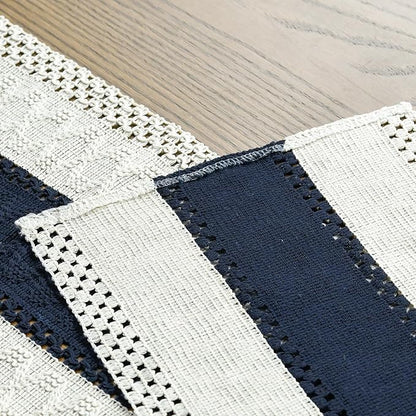 Artoid Mode Dark Blue Farmhouse Rustic Table Runner, Seasonal Holiday Hollow Kitchen Dining Table Decoration for Home Party Decor 12x90 Inch