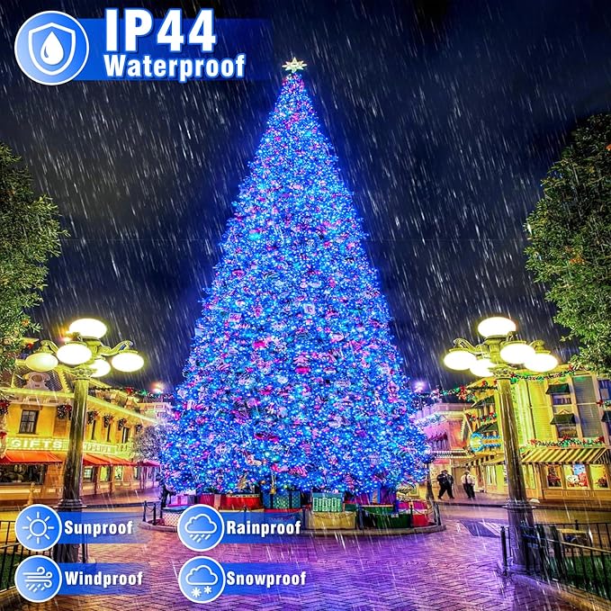 100FT 300 LED Outdoor String Lights, Plug in Christmas Lights Indoor Waterproof with 8 Modes, Connectable Twinkle Fairy Lights Clear Wire for Bedroom Home Wedding Patio Garden Decorations, Blue