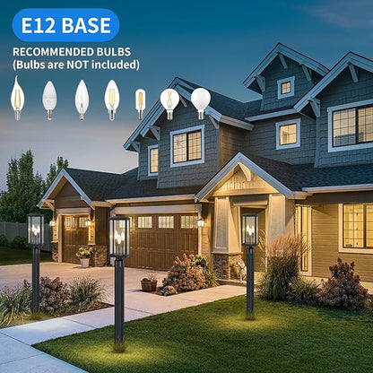 16.6'' Dusk to Dawn Post Light Outdoor, Large 3-Light Lamp Post Light Fixture, Modern Pillar Outside Lighting Waterproof Post Lantern Pole Lights for Porch, 1 Pack (Not Include Mounting Base)
