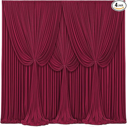4 Panels Burgundy Backdrop Curtains for Wedding Party Wrinkle Free Backdrops Curtain Drapes Fabric Decorations Maroon Photo Back Drop for Baby Shower Photography Stage Reception 20ft(W) x 12ft(H)