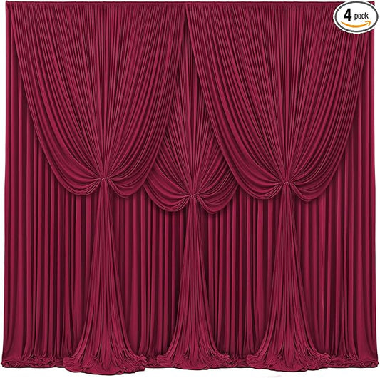 4 Panels Burgundy Backdrop Curtains for Wedding Party Wrinkle Free Backdrops Curtain Drapes Fabric Decorations Maroon Photo Back Drop for Baby Shower Photography Stage Reception 20ft(W) x 12ft(H)
