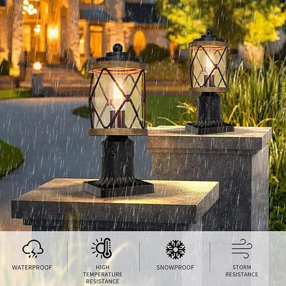 Motion Sensor Outdoor Post Lights, 4 Lighting Modes Lamp Posts Outdoor Lighting, Dusk to Dawn Waterproof Aluminum Post Lights Fixtures Pole Light for Outside Patio Yard Garden Fence Yard