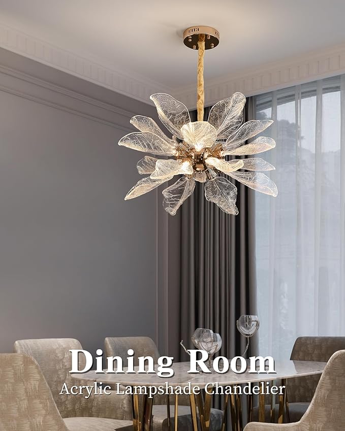 Modern Tree Branch Leaf Chandelier, 18-Light 25.59" Luxury Gold Pendant Lighting, LED 40W 3000K Warm White Chandeliers, Adjustable Height for Living Room, Dining Room, Bedroom, Kitchen Island