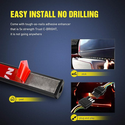 Nilight 60 Inch Truck Tailgate Light Bar Double Row LED Flexible Strip Red Running Brake Turn Signal White Reverse Back Up Lighting Modes for Pick Up Truck SUV