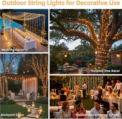 JMEXSUSS 200 LED String Lights Indoor Outdoor Clear Wire, Connectable Warm White Christmas String Lights for Bedroom, 66 Ft Twinkle Fairy Light Plug in for Wedding Home Tree Yard Patio Spring Decor