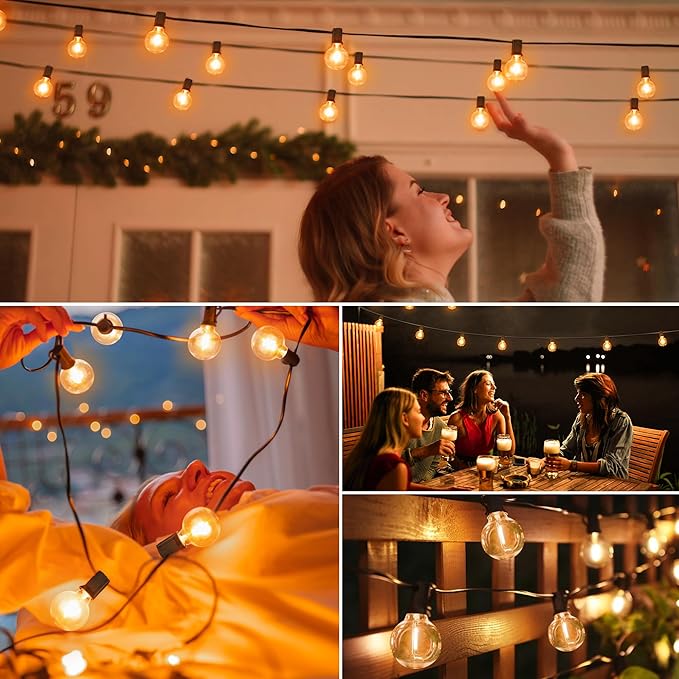 Mlambert G40 Replacement LED Light Bulbs, Waterproof Clear Globe Bulbs fits E12 Candelabra Bulb Base, 1W Equvalent to 5W Incandescent Bulb for Indoor Outdoor Patio String Lights, Amber Warm，25 Pack
