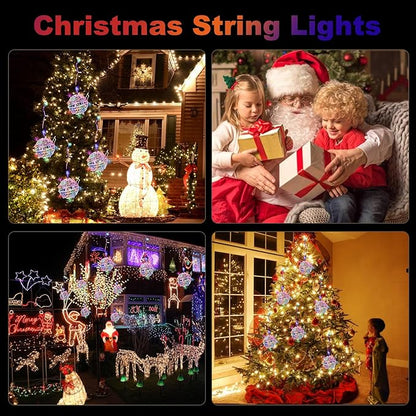 Baung Christmas String Lights Outdoors,4 Pack 7.98" Sphere Ball Tree Garden Globe Lights for Home, Party, Christmas, Porch Patio,Wedding, Garden,Tree Decoration with Memory Function Plug
