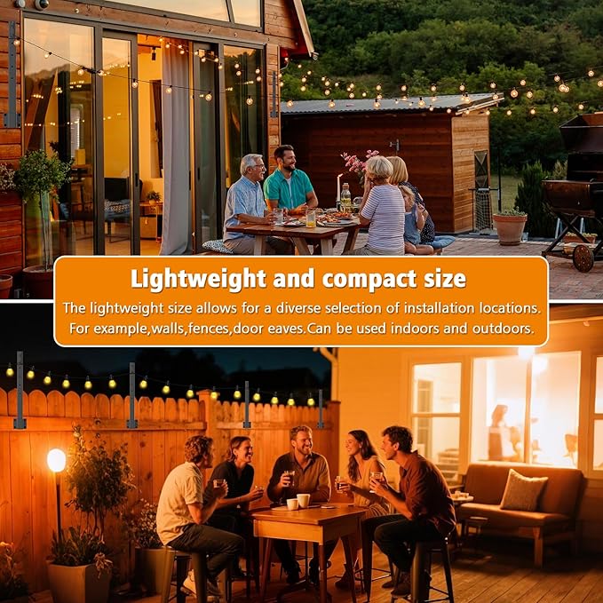 Mutovlin 4 Pack String Light Poles,2.8 Ft Light Poles for Outside String Lights,Outdoor Lights Pole with Fork,Metal Poles Stand for Patio Deck Backyard