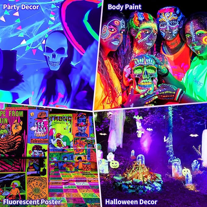 100W Black Light Bar IP66 Waterproof, LED Blacklight with Plug+Switch+6ft Cord, Indoor/Outdoor Black Lights, Light Up 1400 sq.ft, for Neon Glow Party Body Paint Fluorescent Poster Classroom Halloween