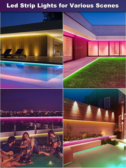 Ledagic 300ft Outdoor Led Strip Lights Waterproof, Ip68 Outside Led Light Strip Waterproof with Remote and App Control, Exterior Led Rope Lights Music Syne RGB Strip Lights for House Decor (2*150ft)