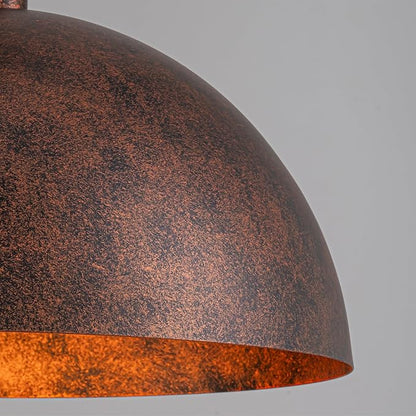 Lingkai 17.7” Industrial Metal Dome Pendant Light, Rust Industrial Pendant Lights for Kitchen Island, Dimmable Hanging Light Fixtures Compatible for Kitchen Island, Dining Room