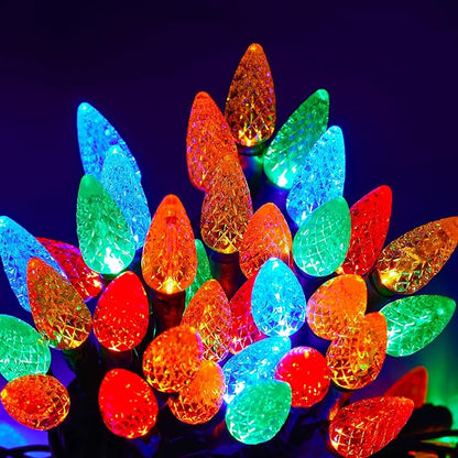 Christmas Lights C6 Multicolor 70 Count Strawberry Green Wire, 24.8 Feet Length Outdoor Connectable Light String for Festival Party Garden Spring Summer Home Decoration