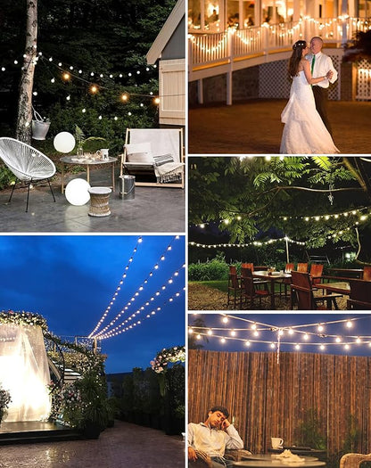 Zuske Outdoor String Lights Waterproof, 300FT Patio Lights with 146 Shatterproof G40 Globe Bulbs(6 Spare), Connectable Dimmable LED Hanging String Lights for Outside Backyard Porch Balcony (150FT x 2)