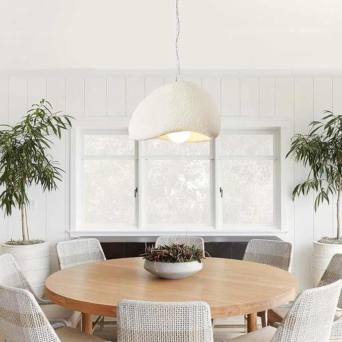 Wabi Sabi Pendant Lights,11.8in White Modern Pendant Light Resin Hanging Lamp Kitchen Island Lighting Modern Japandi Chandelier for Dining Room Bedroom Hallway Restaurant Foyer