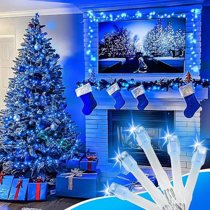 400FT Extra Long Blue String Lights, LED Waterproof Seasonal Fairy Lights with Remote & Timer, Dimmable Outdoor Indoor Decorative Lights for Roof, Garden, Wedding, Party, Holiday