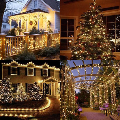 LAMPHOME Warm White Christmas Mini Lights, 32.5FT 100 LED String Lights with 16 Light Modes, Fairy Lights Plug in for Outdoor Xmas Trees Garland Wreath Holiday Decorations
