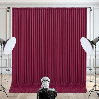 10x10ft Burgundy Backdrop Curtain for Wedding Parties Wrinkle Free Fabric Maroon Drapes Backdrop Decoration for Baby Shower Birthday Photography Decoration 2 Panels, 5ft x 10ft