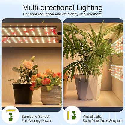 Grow Lights, 40W Linkable Grow Lights for Indoor Plants Full Spectrum, 6/12/16h Timer, Dimmable Ultra-Thin Plant Lights for Indoor Growing, Warm White, 1-Set