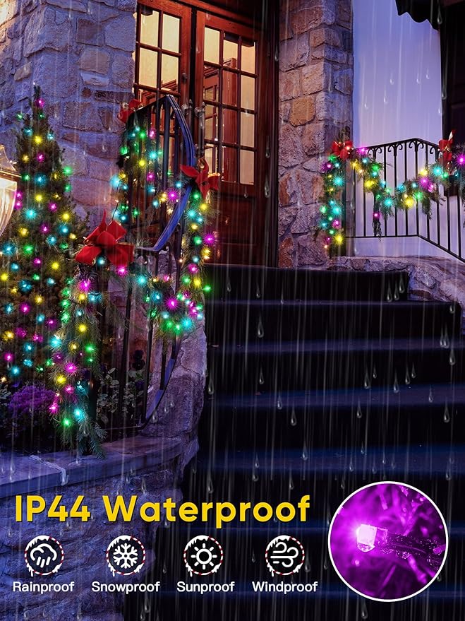 Guhope Smart Color Changing Christmas Lights, 132FT 400 LED RGB Christmas String Lights with App & Remote Control, Waterproof Christmas Tree Lights for Outdoor Indoor Party Decor