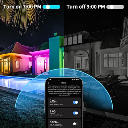 KSIPZE 100ft(2x50ft) Outdoor led Strip Lights Waterproof IP68, RGB Outdoor led Lights with Button & Bluetooth App Control, Music Sync, Timer, Exterior Led Rope Lights for Decor Balcony, Roof