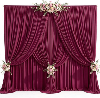 20ft x 15ft Burgundy Wrinkle Free Backdrop Curtains for Wedding Party Backdrops Curtain Drapes Fabric Decorations Photo Back Drop Cloth for Baby Shower Photography Stage Reception