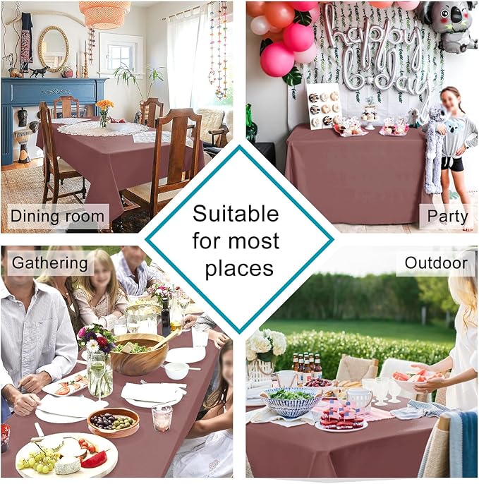 Hiasan Dusty Rose Square Tablecloth - Waterproof and Spillproof Washable Fabric Table Cloth for Dining Room Kitchen, 60 x 60 Inch
