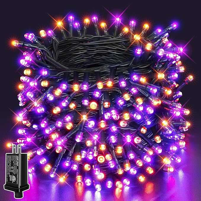 Guhope 66FT 200 LED Halloween Lights, Orange + Purple Halloween Lights Outdoor with 8 Lighting Modes, Waterproof String Lights for Halloween Christmas Outdoor Party Yard Garden Decoration