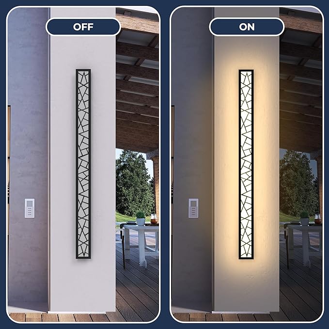 Outdoor Wall Lights 59.1inch Modern Outdoor Wall Sconce LED Long Wall Sconces Black Front Porch Light Waterproof Led Wall Light IP67 3000K Exterior Lighting Fixtures