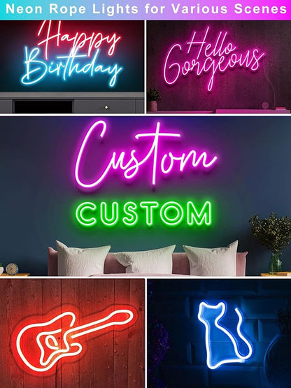 Ledagic 50ft LED Neon Rope Lights with App and Remote Control, IP65 Waterproof Neon Strip Lights for Outdoor Indoor, DIY Design Flexible Led Rope Lights for Bedroom, Living, Gaming, Party Decor