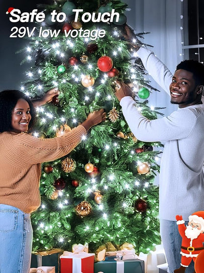 Guhope Christmas Lights 66FT 200 LED, Christmas Tree Light with 8 Lighting Modes, Outdoor Waterproof String Lights with Remote and Timer, Fairy Light for Holiday Decor (Cool White)