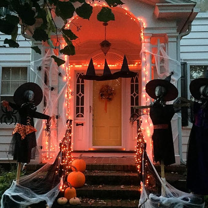 woohaha Outdoor Halloween Lights(23 Feet,100 Count)-Incandescent Orange Christmas Lights with Black Wire,Mini Orange String Lights Connectable for Patio,Garden,Tree,Party, Halloween Decoration