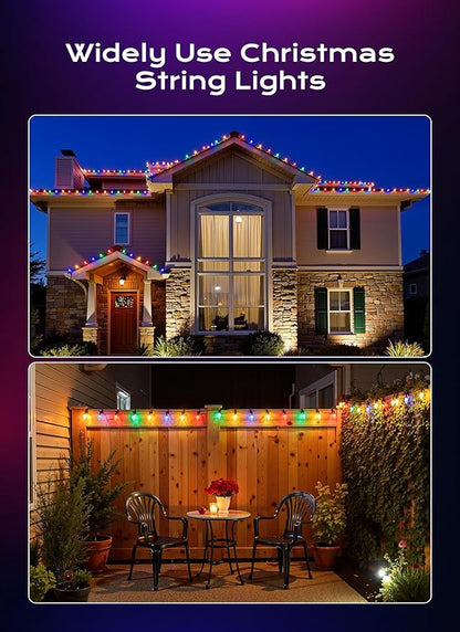 C9 Christmas Lights Outdoor, 82 FT 100 LED Connectable C9 String Lights with 8 Modes and Timer Extendable Xmas Tree Patio Roofline Garden Yard Holiday Party Indoor Outdoor Decoration, Multicolor