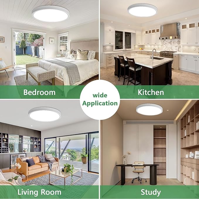20 Inch Dimmable LED Flush Mount Ceiling Light, 40W,4350LM, 2700K/3000K/4000K/5000K/6000K CCT Selectable,White Round Flat Panel Low Profile Ceiling Light Fitures for Kitchen/Bedroom/Living Room