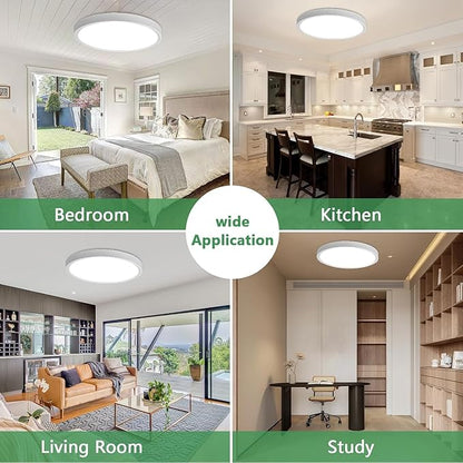 2 Pack 24 Inch Large LED Flush Mount Ceiling Light, 50W,5480LM, 3000K/4000K/6000K CCT Selectable,Black Round Flat Panel Low Profile Ceiling Light Fixtures for Hallway, Kitchen, Bedroom, Laundry Room