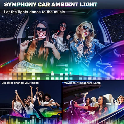 Dreamcolor Acrylic Interior Car LED Strip Light with USB/Type C/4-Port Cigarette Lighter, RGB 2 in 1 with 86.6 inches LEDs Ambient Lighting Kits, Sound Active Function Neon Led Strips for Car