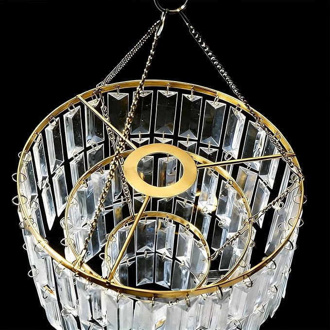 Modern Chandelier Shade - Gold Faux Chandeliers Light Fixture - Pendant Ceiling Lampshade for Girls Bedroom - Size W9.84 X H11