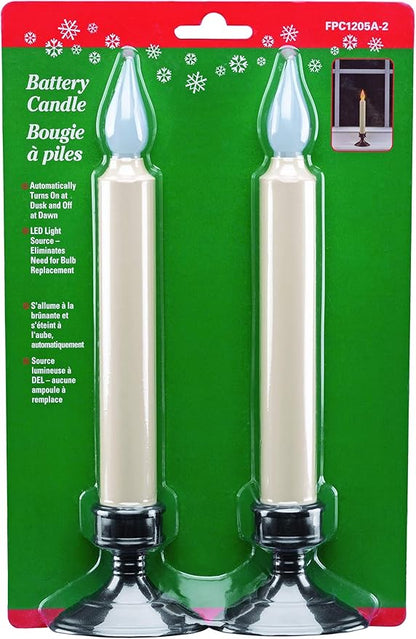 Xodus Innovations FPC1205A-2 Battery Operated LED Window Candle, Dusk to Dawn Light Sensor, Aged Bronze Plastic Base, Amber Flicker Flame, 8-7/8 Inch