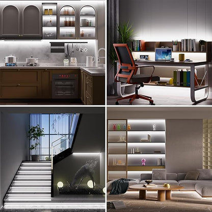 PAUTIX COB LED Strip Light Daylight White 6000K 504LEDs/m,CRI90+ 32.8ft/10m Dimmable 24V LED Tape Lights Kit,Work with Alexa/Google Assistant,for Under Cabinet Bedroom Kitchen DIY Lighting