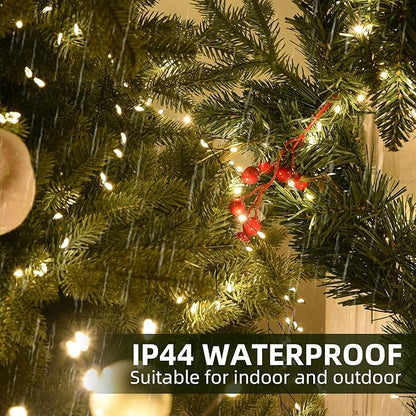 Fairy Lights Plug in 65Ft 1000LED Warm Christmas Wreath Twinkle Lights with Timer Remote Waterproof Firecracker Firefly Cluster String Light for Bedroom Graland Party Tree Decor Black Wire